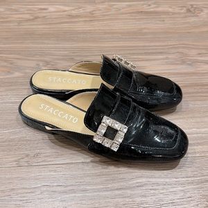 Staccato Crystal Mules Black